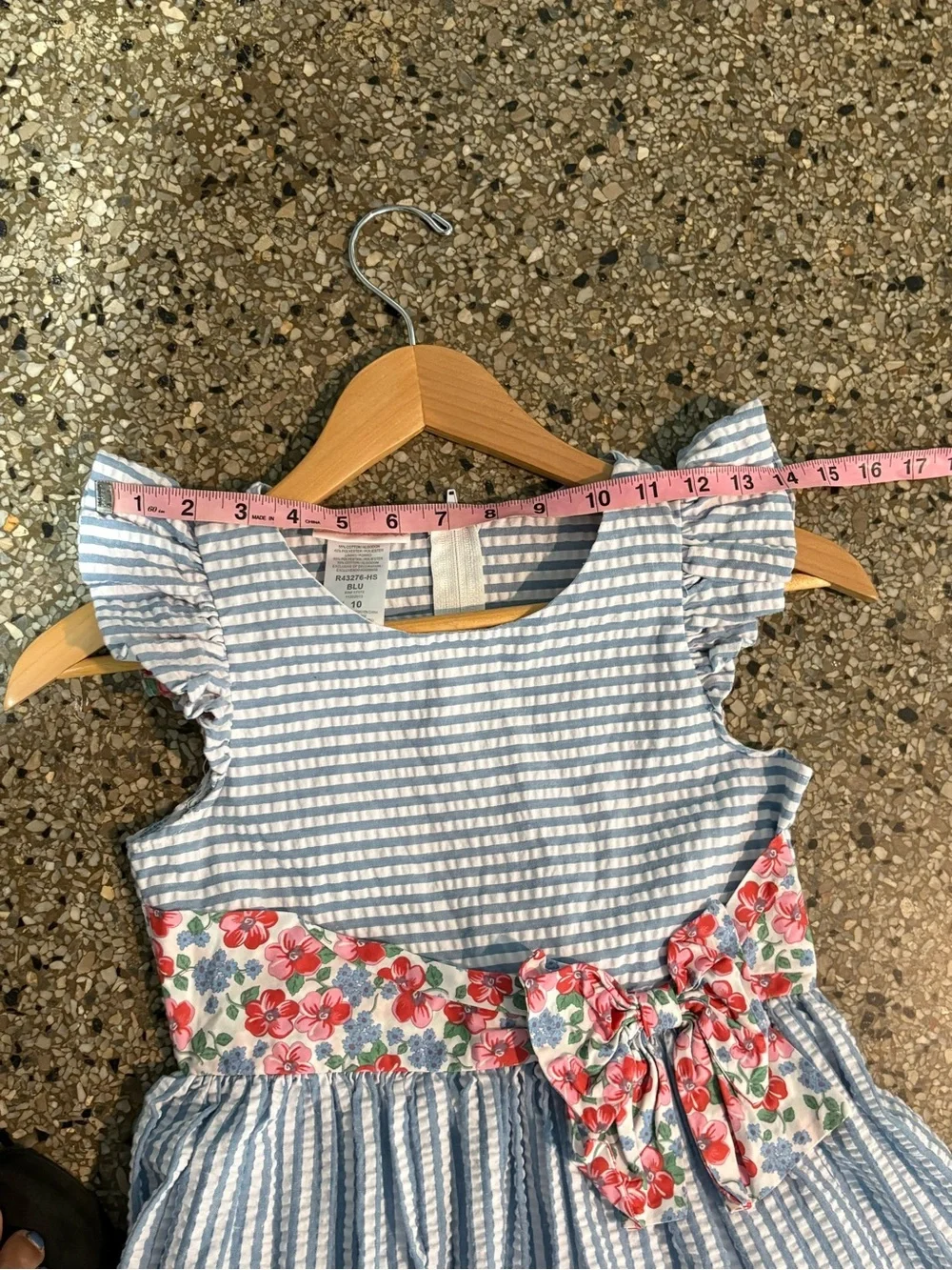 Bonnie Jean Stripe Floral Band Dress Size 10